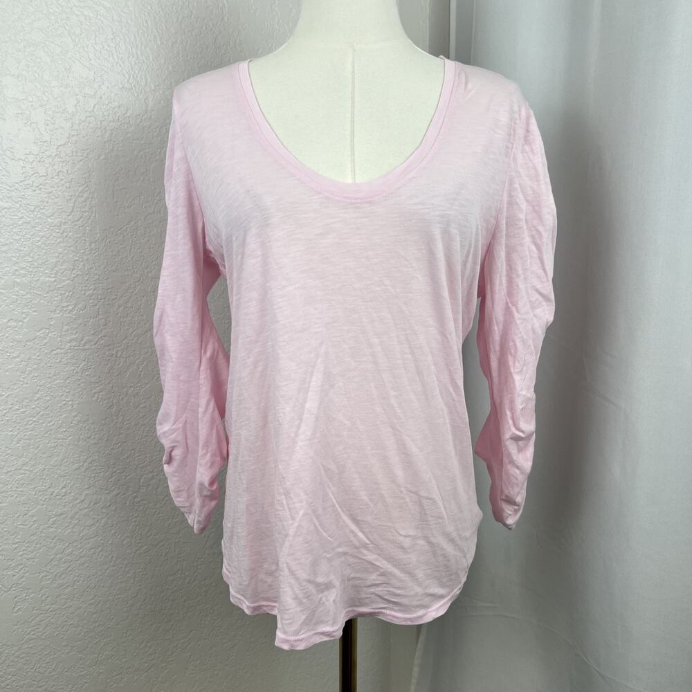 Sundry Top Womens 1 Pink Sheer Ruched Coquette Minimalist Softcore‎ Basic NWT